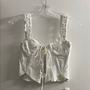 For Love & Lemons White Cropped Bustier Top